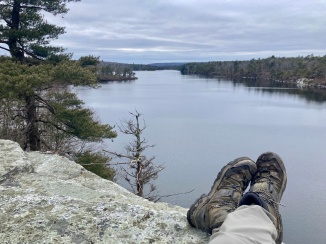 Lunchtime—“a fine rock seat above Lake Awosting”