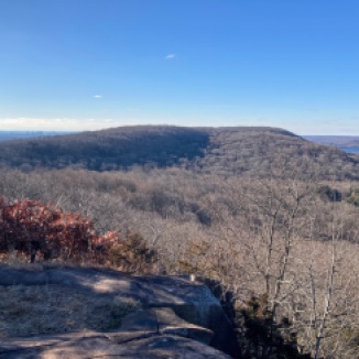 View from the Quinnipiac Trail near High Rock—New Haven visible left, Lake Watrous right